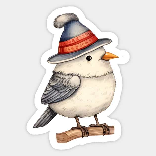 Cute Little Bird Wearing Hat Sticker by YoulStyle